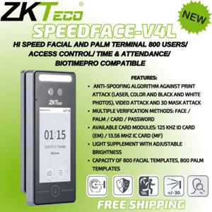 ZKTeco SPEEDFACE-V4L Hi Speed Facial and Palm Terminal 800 users/ Access Control - Picture 1 of 5