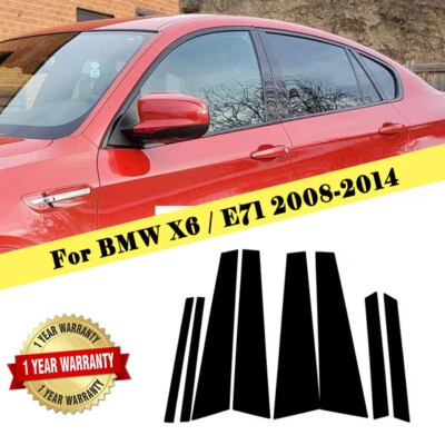 8x Postes de pilar negro brillante cubierta de ventana calcomanía apta para BMW X6/E71 2008-2014 Foto 1 de 4