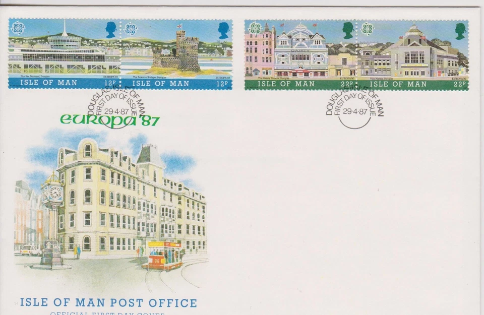 GB - ISLE OF MAN 1987 Modern Art - Architecture of Man/Europa '87 SG 344-347 FDC - Image 1 of 1