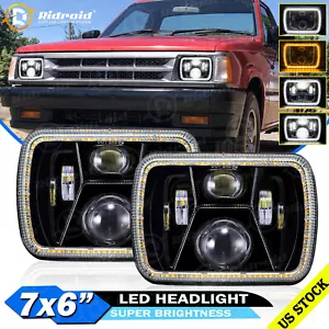 For Mazda B2200 B2600 B2000 RX-7 GLC 7x6" 5x7" inch Black LED Headlight Halo DRL - Picture 1 of 19