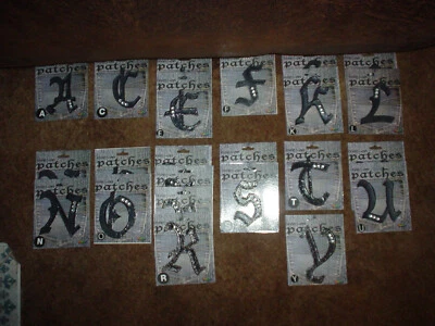 23 ASST. (SCRIPT LETTER) IRON-ON EMBROIDERED APPLIQUE PATCHES W/RHINESTONES- NEW - Image 1 of 4