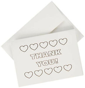 Fine Invite Papers 25 Piece Foil Stamped Mini Hearts Thank You Card, Gold