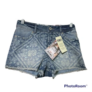 Rewash Womens Blue Denim Distressed Floral Cut-Off Jean Shorts Size 4 26 New - Picture 1 of 7