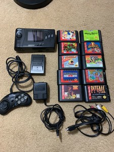 Sega Genesis Nomad Video Game Console 10 Games / battery pack Plus Xtras WORKS