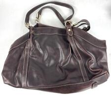 Liz Claiborne Brown Leather Satchel Handbag With Gold Hardware