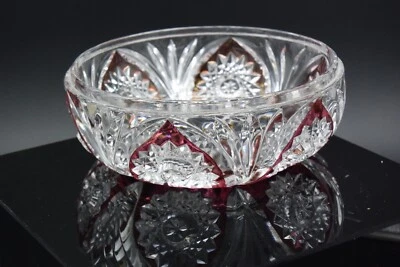 Винтажная рубиновая прозрачная свинцовая хрустальная конфетная чаша Cristal D'Arques - Изображение 1 из 4