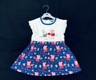 Peppa Pig Baby Girls Blue White Tea Time Floral Summer Dress Age 12/24 Months
