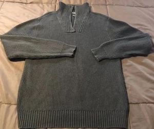 Eddie Bauer men’s mock-neck half-zip sweater, Loden green, Medium Men’s - Picture 1 of 7
