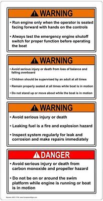 ComplianceSigns.com WARNING Boating Safety ANSI Label Decal, 4x2 Inch 4-Pack... • 9.40$
