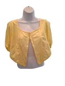 NWT Boohoo Womens Open Front Cardigan 18 Plus Yellow Puff Sleeve Cropped Y2K - Picture 1 of 9