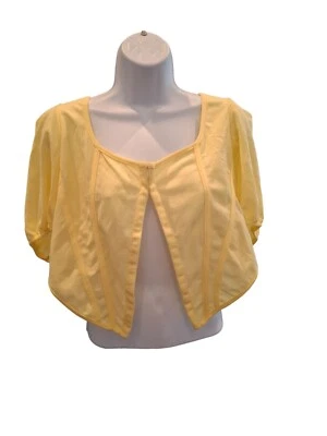 NWT Boohoo Womens Open Front Cardigan 18 Plus Yellow Puff Sleeve Cropped Y2K - Image 1 of 4