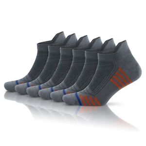 Men's Running Socks Bamboo Trainer Socks 6 Pairs Box Grey Ankle Sport Socks