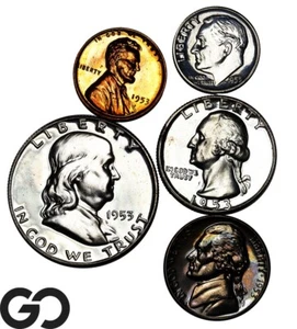 1953 United States Mint PROOF Set, 5-Coin Lot, All Nice Gem PR - Picture 1 of 3