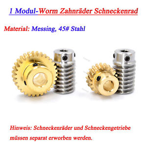 1 Modul 15-60Zähne Messing Schneckengetriebe Worm Zahnräder Schneckenrad