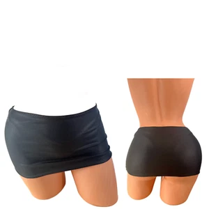 Micro mini skirt pull on exotic dancewear  bikini coverup matte black - Picture 1 of 7