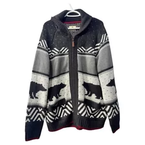 Casual men’s thick knitted zipper cardigan sweater with bears size XL - Picture 1 of 5