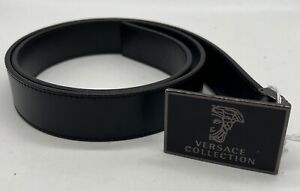 Versace Collection Mens Black Leather Belt Size 40  100/115