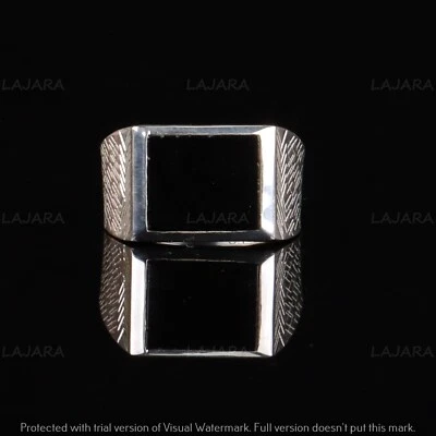 Anillo de plata de ley 925 con textura de ónix negro para hombre anillo de sello regalo para él Foto 1 de 4