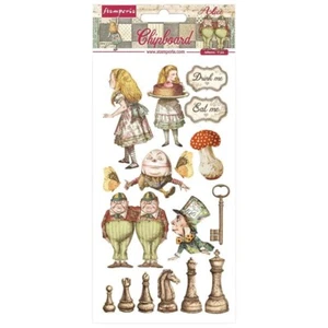 Stamperia ALICE THROUGH THE LOOKING GLASS, 6"" X 12"" AGLOMERADO ADHESIVO 17 PIEZAS - Imagen 1 de 1