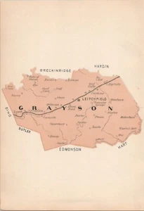 Mapa antiguo del condado de Grayson Kentucky 1893 - Imagen 1 de 1
