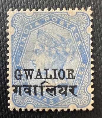 1889-1911 GWALIOR & Hindi inscription opt INDIA QV 2a6p SG# 43 MLH I6291 - Image 1 of 3