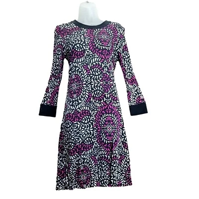 Vestido para mujer TORY BURCH TALLA S100 % seda mangas largas retro midi púrpura negro Foto 1 de 4