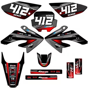 2004-2010 CRF 100 SURGE Black Senge Graphics Kit Compatible with Honda - Foto 1 di 10
