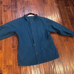 LL Bean Gore-Tex Jacket Mens Large Blue W/Purple Windbreaker Rain NO Hood - Picture 1 of 8