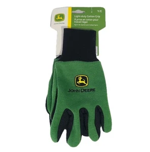 Brand New John Deere Light Duty Cotton Grip Gloves Youth Kids Green Garden - Picture 1 of 8