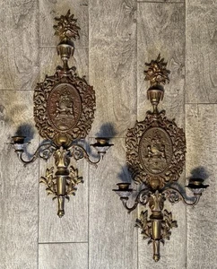 Paar 25" Französische Rokoko Vergoldet Wandleuchter Cherub Putti Verzierte Kerzenhalter - Bild 1 von 18