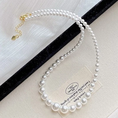 6-14mm White South Sea Shell Pearl Round Beads Necklace 16-36 inches - Image 1 of 4