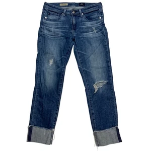 AG Adriano Goldschmied The Stevie Cuff Slim Straight Cuffed Jeans 26 Distressed - Picture 1 of 16
