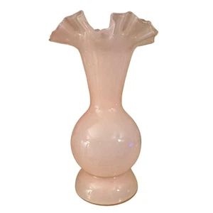 Fenton Glas rosa Rose Überfang Vase Rüschenrand Vintage 1940er 8,5" - Bild 1 von 6