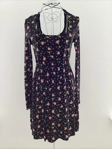 Ladies Long Sleeve Jersey Dress from MISS SELFRIDGE UK Size 10 - Black Pink Rose - Picture 1 of 24