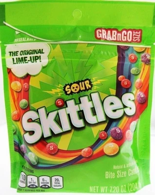 Sour Skittles® Chewy Candy американские конфеты 7,2 унц закрывающийся пакет с лаймом - Изображение 1 из 4