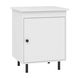 Nightstand Mid Century Modern End Table w/Door Heavy-Duty Metal Legs for Bedroom - Picture 1 of 8