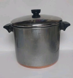 Vtg Revere Ware Stock Pot 8 QT Copper Clad Bottom  (Pre-1968) /Lid -Rome, NY USA - Picture 1 of 9