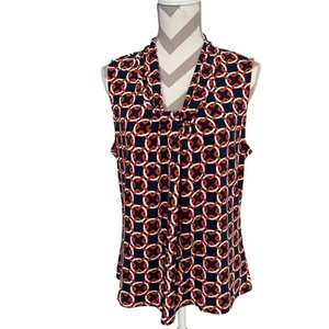 Top sin mangas para mujer Banana Republic estampado geométrico rojo azul talla L - Imagen 1 de 8
