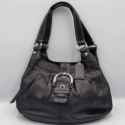 Coach Vtg Y2k Soho Leather Hobo Bag Buckle F1020-F15527 Black Shoulder Bag SOFT - Image 1 of 4