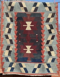 Traditioneller Tribal Handarbeit Kayseri Kelim Teppich aus Anatolien Türkei - 115 cm x 93 cm - Bild 1 von 13