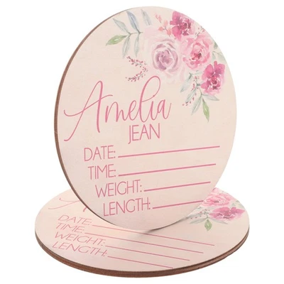  2 Pcs Baby Birth Plaque Name Announcement Sign Nursery Signs Newborn - image 1 of 4