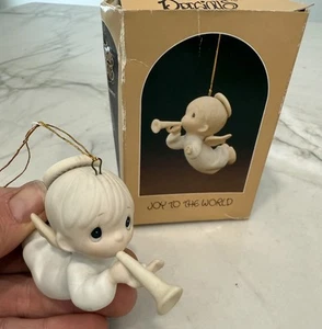 1982 Precious Moments Figurine Joy to the World Ceramic Ornament Boy - Picture 1 of 11