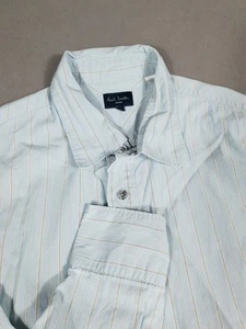 Paul Smith Shirt Mens Large L Blue Long Sleeve Designer Dress Casual Striped - Picture 1 of 8