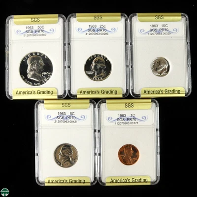 1963 5 Coin Proof Set in Individual Holders - Image 1 of 4