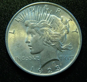 1923-P Peace Dollar UNC - VAM 1W (Die Break Hair Rear) (R-6) (lotto #21-8) - Foto 1 di 5
