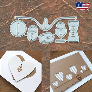 Clasp with Traditional and Heart Locks Cutting Dies - Great with Envelopes - Picture 1 of 6