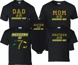 Awesome at 7 Building Block T-Shirt 7th Birthday Shirt Family Birthday Tshirts - Picture 1 of 2