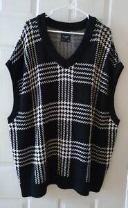 ABERCROMBIE & FITCH BLACK AND WHITE PLAID SWEATER VEST, SIZE XXL