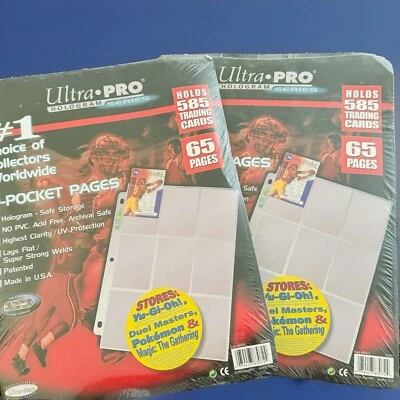 2 Ultra Pro 9-Pocket Pages Holds 585 Cards 65 Page Pack Stores You GI Oh Pokémon - Image 1 of 4
