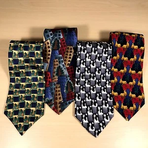 Jerry J Garcia Neck Ties (4) Green Blue Gray Red Multi-color *MINT* 072817 - Picture 1 of 1